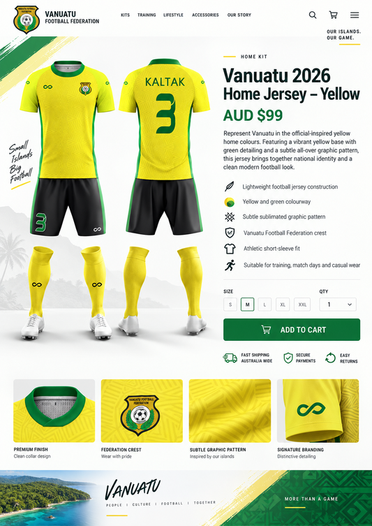 Vanuatu 2026 Home Jersey - Yellow
