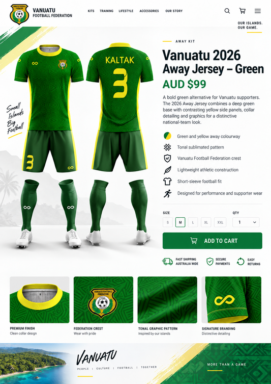 Vanuatu 2026 Away Jersey - Green