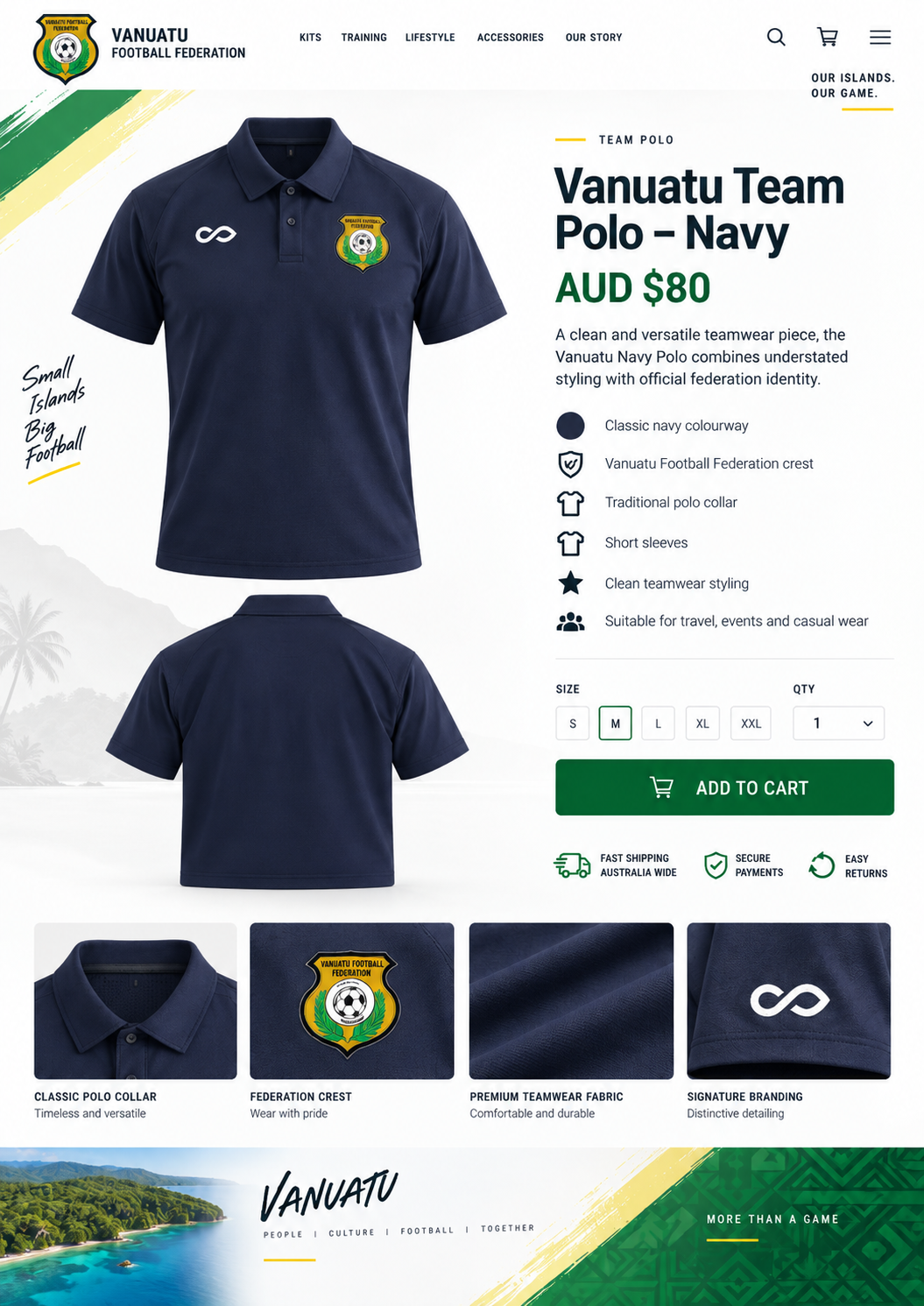 Vanuatu Team Polo - Navy