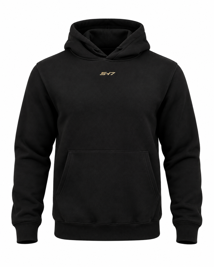 SH7 Essential Hoodie – Black / Gold Logo