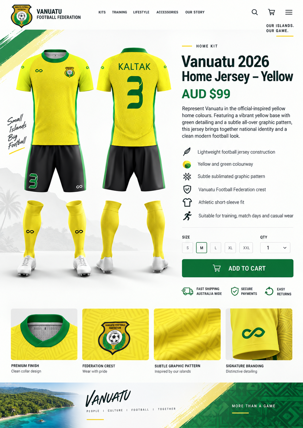 Vanuatu 2026 Home Jersey - Yellow